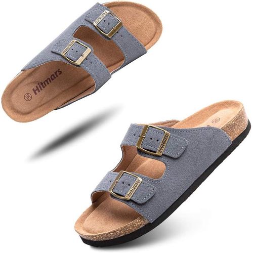 Kalanka-Mules Femme Homme Sandale Bout Ouvert Confort Tongs Plates Été Sandales Et Nu-Pieds Boucle Sabots Chaussure De Plage Noir Marron Bleu Eu 35-47 - 44