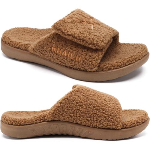 Kalanka-Claquette Hommes Sandales De Sport Pour Hommes Pantoufles Reglables En Cuir Soutien De La Voûte Plantaire Sandales À Bout Ouvert Chaussures De Plage Et Piscine D'été
