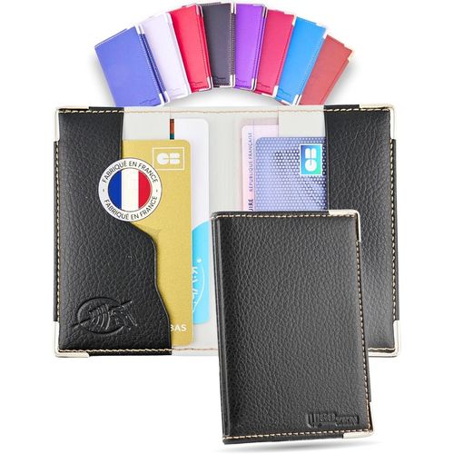 NSIECD-Étui Cartes Bancaires RFID Luxéo | Porte Carte Bleue Homme/Femme Noir