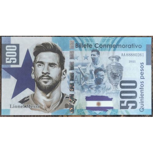 Billet Commémoratif 500 Pesos 2001 Argentine Lionel Messi / Di Maria Football