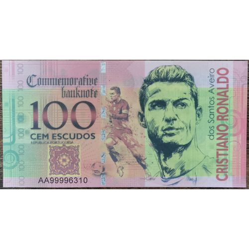 Billet Commémoratif 100 Escudos Cristiano Ronaldo Portugal Football
