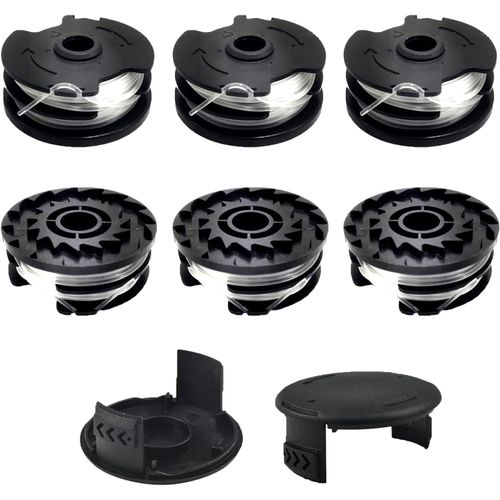 KALANKA-Lot de 6 bobines de fil de rechange pour LIDL Parkside - Avec 2 capuchons - Bobine de rechange pour coupe-bordure LIDL Parkside PRTA 20-Li A1, B2, C3, PRT 550 A1, A3, PRT 300 A1-2 x 4 m 1,6 m