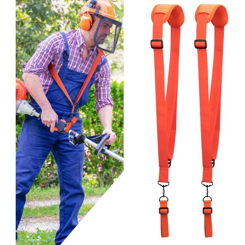 KALANKA-Harnais Débroussailleuse - Tondeuse à Harnais Une Epaule avec Ceinture de Nylon Durable Adjuestable pour STIHL FS,Taille-Bordures série km (2 Pièces) 2 Sangles Orange