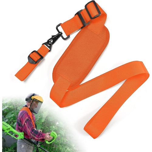 KALANKA-Harnais de Débroussailleuse Réglable, Nylon Bandoulière de Coupe-Bordure, Sangle D'épaule pour Tronçonneuse et Tondeuse à Gazon (Orange)