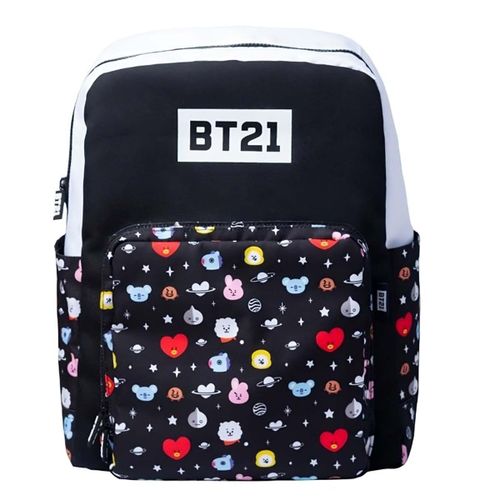 Sac à Dos Scolaire Design Tout les Personnages BT21 Bretelles Réglables Line Friends BT21 Noir