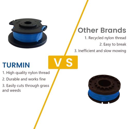 SUBZONAL-Bobine Fil Coupe Bordure pour Ryobi 18v 24v 40v Bobine de Rechange 0,065 Pouce Bobine de Fil Debroussailleuse Compatible avec Ryobi One + AC14RL3A,8 Bobines + 2 Capuchons de Coupe