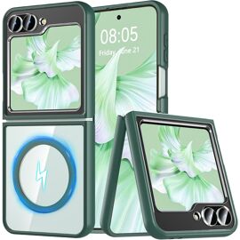 CAUC-Magnétique Coque pour Samsung Galaxy Z Flip 7 FE/Z Flip 6, Etui Translucide Mat Arrière Housse Fine Antichoc Case pour Galaxy Z Flip 7 FE/Z Flip 6 (Vert)