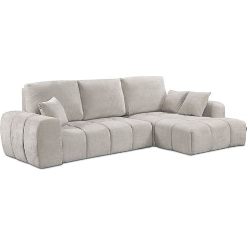 Canapé D'angle Droit Convertible En Tissu Chenille "Verneuil" - 3 Places - Beige