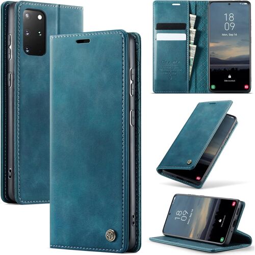 SJZG-Coque Pour Samsung Galaxy S20 Plus Pochette, Housse En Cuir Pu Premium, Etui À Rabat, Pochette De Portefeuille, Antichoc, Rfid Blocage Étui De Protection Pour Galaxy S20 Plus, Bleu Vert