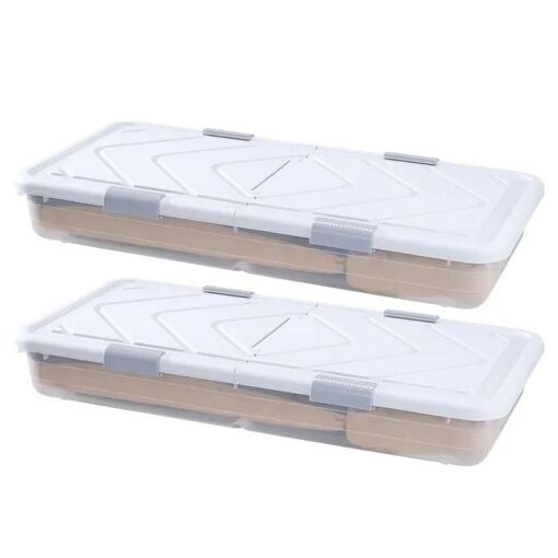 Lot De 2 Sacs De Rangement Chaussures Sous Lit - 12 Compartiments, Fenêtre Transparente, Gris