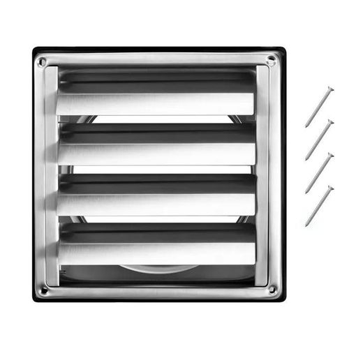 Grille d'Aération Murale-Duoku-145 mm-Grille de Ventilation à Persiennes en Acier Inoxydable-avec Joint en Caoutchouc- Argenté