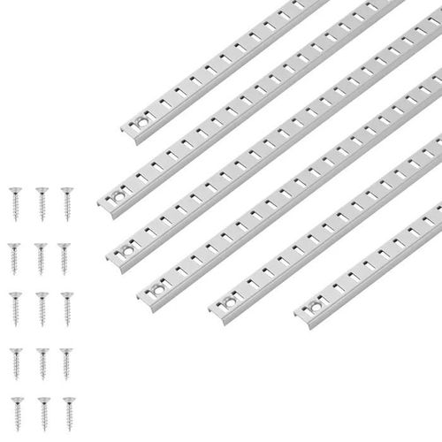 Crémaillère d'Étagère-Duoku-923 mm-Rail d'Étagères Mural à Perforation Simple, Lot de 8, Rails Réglables Robustes Acier avec Vis