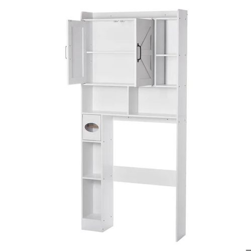 Meuble De Rangement Wc 168 Cm-Duoku-Armoire Au-Dessus Des Toilettes Ou Machine À Laver-Avec Portes Doubles