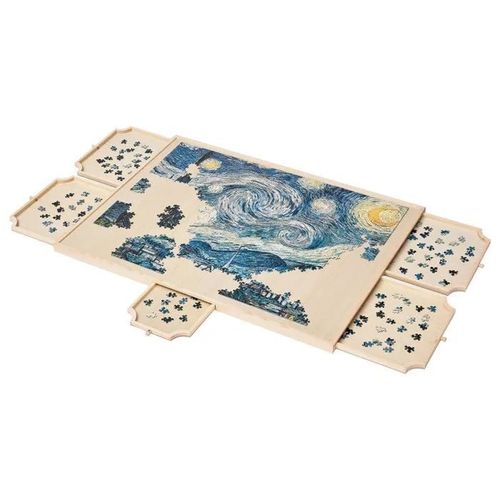 Planche de Puzzle-Duoku-1500 Pièces-865 x 635 mm-Plateau Casse-Tête Rotatif à 360° et Portable-avec 5 Tiroirs et Couverture