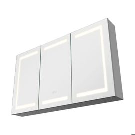 Armoire Murale Salle De Bain-Duoku-100x60 Cm-Armoire De Toilette Avec Miroir En Verre Trempé Et Led 3 Couleurs À Intensité Variable