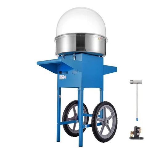 Machine à Barbe à Papa Electrique-Duoku-avec Chariot-Machine à Barbe à Papa Commerciale-1000 W-Bol en Acier Inoxydable-Bleu