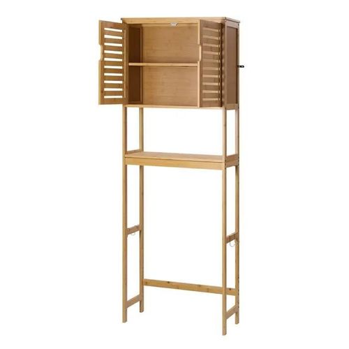 Meuble De Rangement Wc-Duoku-Rangement Au Dessus Des Toilettes Ou Machine À Laver-Avec Double Porte Et Étagère Intérieure Réglable