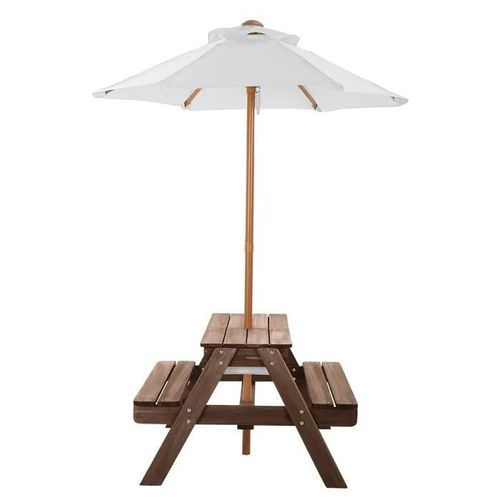 Table De Pique-Nique Avec Parasol-Duoku-Pour Arrière-Cour-Ensemble Table Et Banc D'extérieur En Bois Avec 2 Plateaux