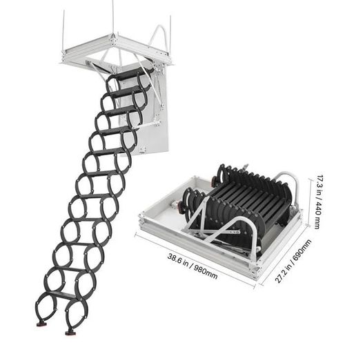 Échelle de Grenier Rétractable-Duoku-Capacité de Charge 299,4 kg-Adaptée pour une Hauteur D'installation de 2,6 à 2,85 m