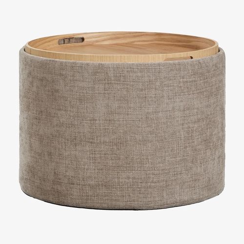 Table Basse Ronde Rembourrée Berkeleni Avec Plateau Et Rangement Ø55 Cm