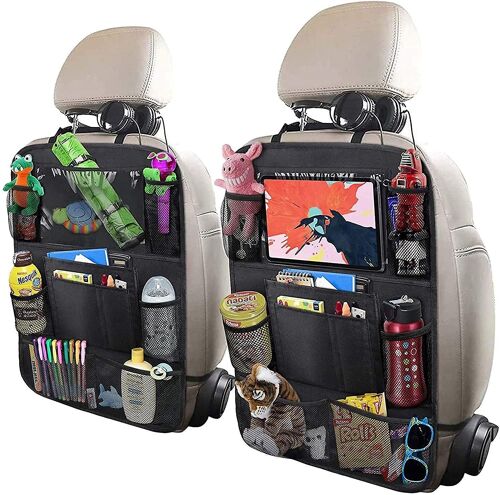 Sac de rangement pour siège arrière de voiture, avec cadre de table de 10 pouces, 9 poches de rangement, coussinets de protection pour dossier de siège
