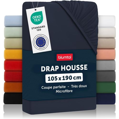 Tianyi-Drap Housse 105x190 Cm En Microfibre - Drap 105x190 Cm Certifié Oeko-Tex - Drap De Lit 1 Personne - Drap Housse 1 Personne - Drap Housse De Matelas - Drap-Housse Respirant 105x190 Bleu Foncé
