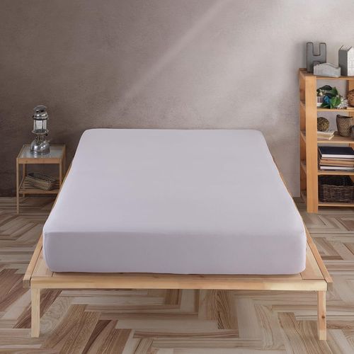 TEPPC-Drap-housse de surmatelas, en jersey, 100 % coton, 100 x 200 cm, pour épaisseur de matelas maximale de 15 cm, gris clair