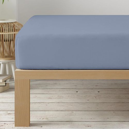 Tianyi-Degrees Home - Collection - Drap Housse 105x200+33 - Microfibre Polyester Brossée - Grandes Bonnet 33 Cm - Bleu Grisatre