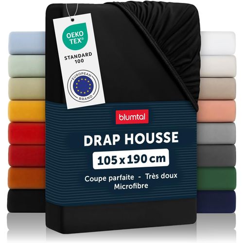 Tianyi-Drap Housse 105x190 Cm En Microfibre - Drap 105x190 Cm Certifié Oeko-Tex - Drap De Lit 1 Personne - Drap Housse 1 Personne - Drap Housse De Matelas - Drap-Housse Respirant 105x190 Cm Noir