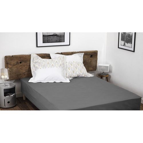 Tianyi-Home Linge Passion, Drap Housse Gris Fonce 140x190 +35 Cm 100% Coton 57 Fils (Label Oeko-Tex)