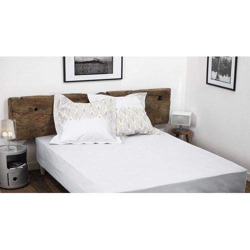 Tianyi-Drap Housse 100% Coton \U2013 57 Fils/Cm² \U2013 Taille 160x200 Cm \U2013 Blanc \U2013 Bonnet 25 Cm \U2013 Tissage Serré \U2013 Doux, Respirant, Lavable