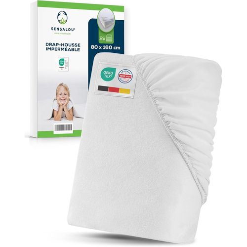 TIANYI-Protège-Matelas Imperméable 80x160 cm Lot de 2 pour Lit Junior \u2013 Drap-Housse Étanche et Respirant, Alèse Lavable À 95 °C, Housse Matelas Enfant Douce et Silencieuse, Barrière Anti-Fuite