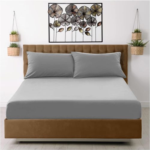 Tianyi-Drap-Housse Pour Lit Simple \U2013 Gris \U2013 Draps De Lit Unis En Microfibre Teintée (11796015)