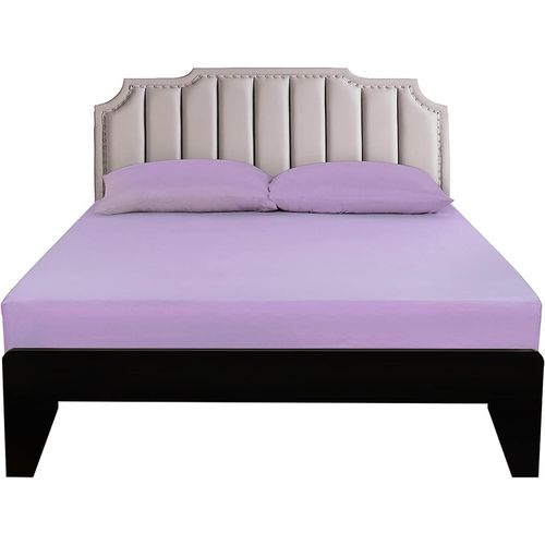 Tianyi-Drap Housse, 160 X 200 Cm 100% Coton 300 Fils/Cm² Drap Housse Doux Et Respirant, Violet Clair