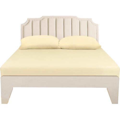 Tianyi-Drap Housse, 200 X 200 Cm 100% Coton 300 Fils/Cm² Drap Housse Doux Et Respirant, Crème Blanc