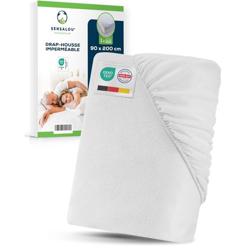TIANYI-Protège-Matelas Imperméable 90x200 cm pour Lit 1 Place \u2013 Drap-Housse Étanche et Silencieux, Lavable À 95 °C, Alèse Anti-Fuite Respirante, Hypoallergénique pour Enfant et Adulte