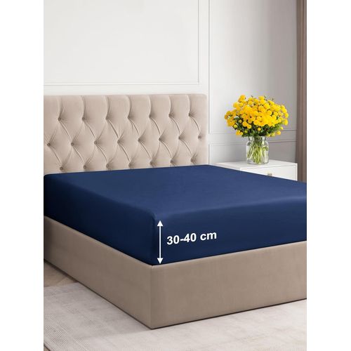 Tianyi-Drap-Housse 160x200 Cm - Bonnet 40 Cm - Bleu Marine- En Microfibre De Polyester - Drap-Housse Adapté Aux Lits Boxspring - Convient Aux Matelas Jusqu`À 40 Cm (16"") Certifié Oeko-Tex, Pack Simpl