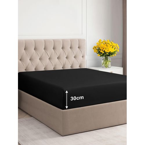 TIANYI-Drap-Housse - Dimensions 90×190 cm - Noir - 30 cm de Profondeur - Drap-Housse de Luxe - Convient aux Matelas Jusqu`à 30 cm (12"") de Hauteur - Doux, Infroissable et Respirant - 90×190 - Pack Si