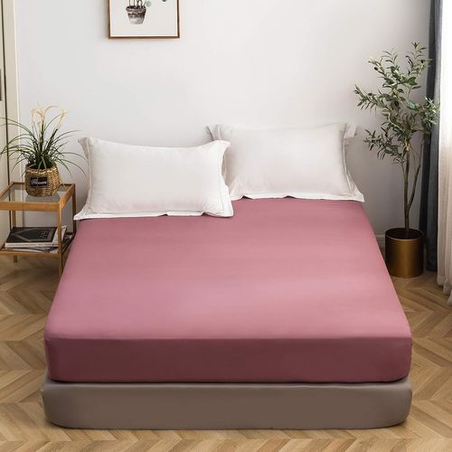 Tianyi-Drap Housse 180x200cm Avec Bonnet 30cm Vieux Rose Drap Housse 100 Gsm En Microfibre De Haute Qualité 100% Polyester Doux, Résistant, Anti Plis