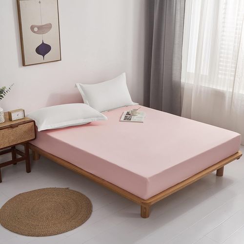 Tianyi-Drap Housse 160x200cm Avec Bonnet 30cm Rose Drap Housse 100 Gsm En Microfibre De Haute Qualité 100% Polyester Doux, Résistant, Anti Plis