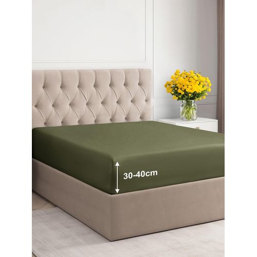 Tianyi-Drap-Housse 200x200 Cm - Bonnet 40 Cm -Vert Sauge - En Microfibre De Polyester - Drap-Housse Adapté Aux Lits Boxspring - Convient Aux Matelas Jusqu`À 40 Cm (16"") Certifié Oeko-Tex, Pack Simple