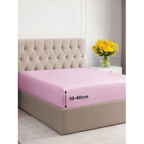 Tianyi-Drap-Housse 200x200 Cm - Bonnet 40 Cm - Rose Clair- En Microfibre De Polyester - Drap-Housse Adapté Aux Lits Boxspring - Convient Aux Matelas Jusqu`À 40 Cm (16"") Certifié Oeko-Tex, Pack Simple