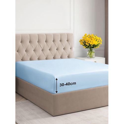 Tianyi-Drap-Housse 100x200 Cm - Bonnet 40 Cm - Bleu Clair - En Microfibre De Polyester - Drap-Housse Adapté Aux Lits Boxspring - Convient Aux Matelas Jusqu`À 40 Cm (16"") Certifié Oeko-Tex, Pack Simpl