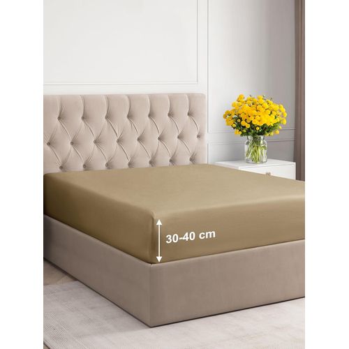 Tianyi-Drap-Housse 140x200 Cm - Bonnet 40 Cm - Beige - En Microfibre De Polyester - Drap-Housse Adapté Aux Lits Boxspring - Convient Aux Matelas Jusqu`À 40 Cm (16"") Certifié Oeko-Tex, Pack Simple