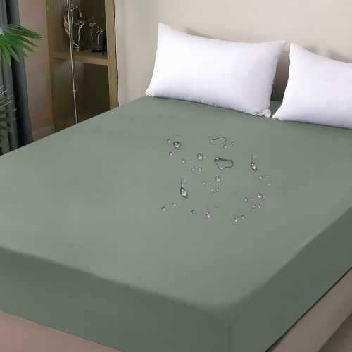 TZF-Protège-matelas imperméable, 140 x 200 cm, housse de matelas imperméable et respirante, protection contre l'humidité, pour toutes les saisons, vert