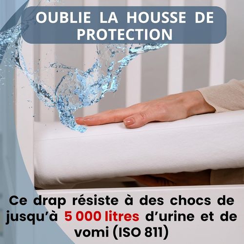 Cheng-Bisoo Drap Housse 70x140 Impermeable - Alese 70 X 140 Impermeable - 2en1 Drap Housse Protege Matelas Reglable Pour Lit Enfant - Silencieux 100% Jersey Oeko-Tex - 1 Drap Impermeable Gris 140x70