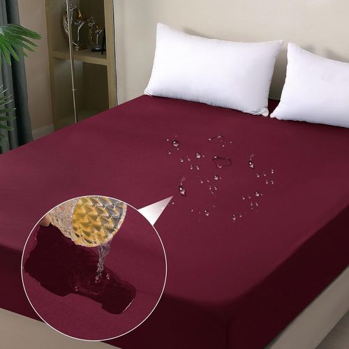 TIANYI-Protège-matelas imperméable, 120 x 200 cm, Drap-housse, housse de matelas imperméable et respirante, protection contre l'humidité, pour toutes les saisons, bordeaux