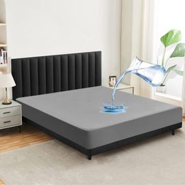 Alèse Imperméable De 200 X 200 Cm - Drap-Housse Respirant - Drap Housse De Qualité Supérieure - Lavable À 60 °C - Gris