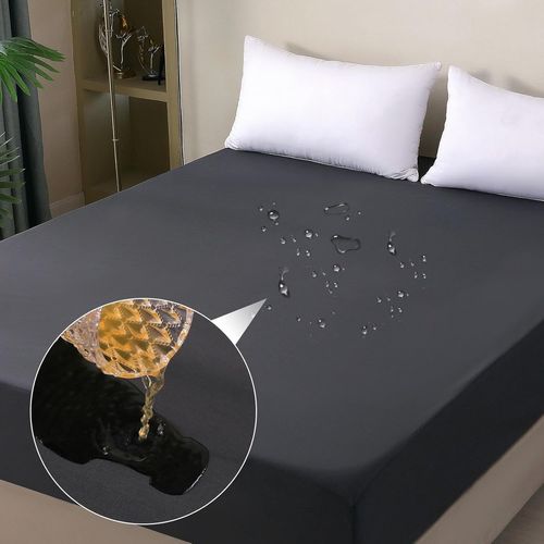 Tianyi-Protège-Matelas Imperméable, 200 X 200 Cm, Drap-Housse, Housse De Matelas Imperméable Et Respirante, Alèse D'incontinence, Protection Contre L'humidité, Pour Toutes Les Saisons, Gris Foncé