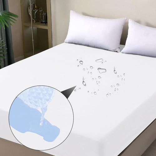 TZF-Protège-matelas imperméable 140 x 200 cm - Housse de matelas imperméable et respirante - Protection contre l'humidité - Pour toutes les saisons - Blanc
